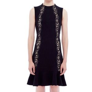 REBECCA TAYLOR CREPE LACE DETAIL DRESS